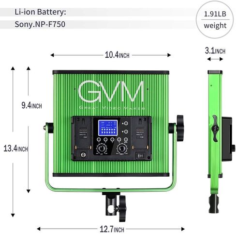 GVM 520S مصباح فيديو LED، لوحة إضاءة LED ثنائية اللون 3200K-5600K قابلة للتعتيم مع شاشة رقمية لبث التصوير الفوتوغرافي في الاستوديو وتسجيل فيديو فيلم فيديو يوتيوب، CRI97+ TLCI97+ 22000lux in Kuwait