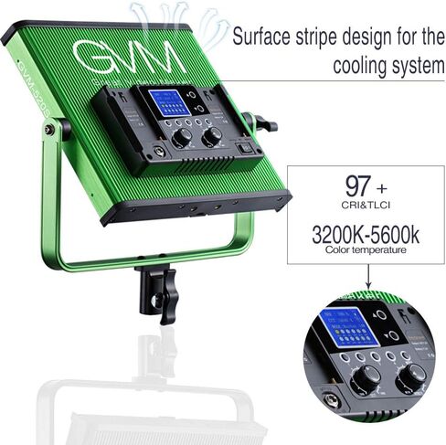 GVM 520S مصباح فيديو LED، لوحة إضاءة LED ثنائية اللون 3200K-5600K قابلة للتعتيم مع شاشة رقمية لبث التصوير الفوتوغرافي في الاستوديو وتسجيل فيديو فيلم فيديو يوتيوب، CRI97+ TLCI97+ 22000lux in Kuwait