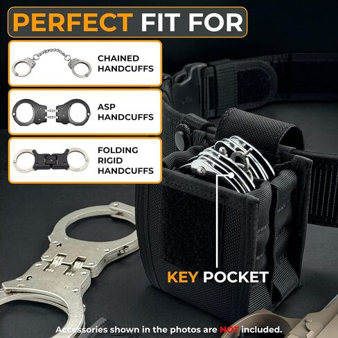 Heavy Duty Molle Handcuff Pouch — Perfect Handcuff Case for Duty Belt or Molle Handcuff Pouch for Vest — Compatible with ASP Handcuffs/Hinged Handcuffs/Chain Handcuffs/Folding Rigid Handcuffs in Kuwait