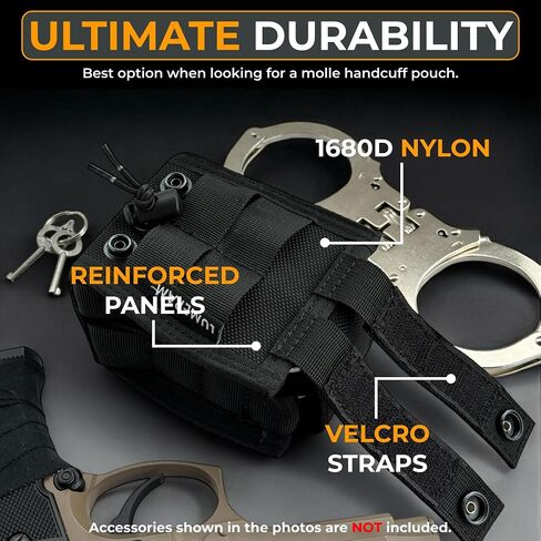 Heavy Duty Molle Handcuff Pouch — Perfect Handcuff Case for Duty Belt or Molle Handcuff Pouch for Vest — Compatible with ASP Handcuffs/Hinged Handcuffs/Chain Handcuffs/Folding Rigid Handcuffs in Kuwait