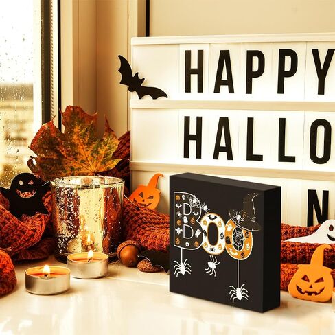 Highland Cow Desk Decor Rustic Wooden Box Halloween Western Decor Sarcastic Witch Stuff Wiccan Witchcraft Supplies Farmhouse Pumpkin Desk Decor Witchy Vibes Wood Sign for Home Table Shelf Tiered Tray in Saudi Arabia
