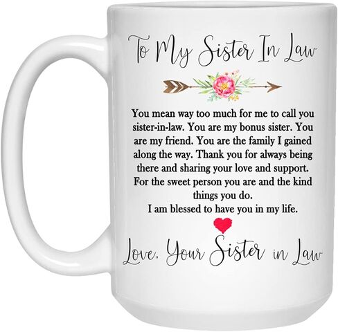 To My Sister In Law, Gift For Future Sister In Law, Gift For Sister Of The Groom, Gift For Sister In Law, Wedding Mug 11oz in Saudi Arabia