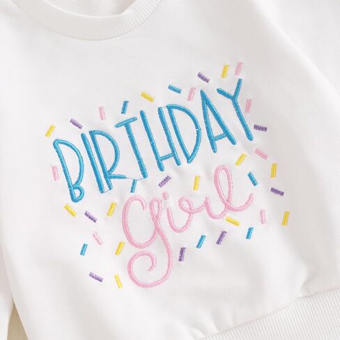 Kayotuas Baby Girl Fall Clothes Birthday Girl Outfit Letter Embroidery Sweatshirt Long Sleeve Pullover Tops & Pants 2Pcs Set in Saudi Arabia