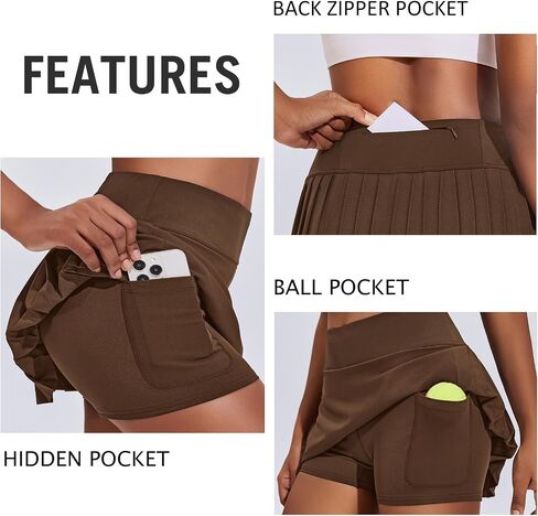 PINSPARK Womens Pleated Tennis Skirt High Waisted Golf Skirts with 3 Pockets Lightweight Athletic Skort Workout Pickleball in Saudi Arabia