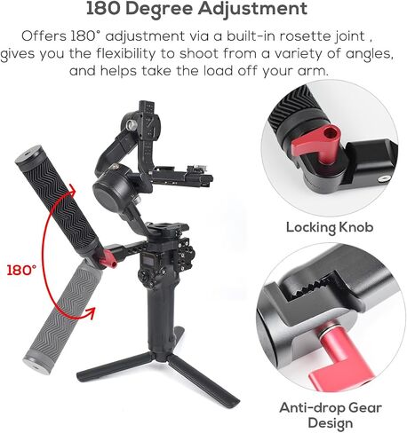 Gimbal Adjustable Handle Grip for DJI Ronin S/SC/RSC2, Stabilizer Handgrip Extension Bracket with Cold Shoe Mount 1/4 3/8 Threaded Holes for Video Light, Microphone, Monitor in Saudi Arabia