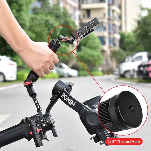 Gimbal Adjustable Handle Grip for DJI Ronin S/SC/RSC2, Stabilizer Handgrip Extension Bracket with Cold Shoe Mount 1/4 3/8 Threaded Holes for Video Light, Microphone, Monitor in Saudi Arabia