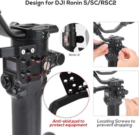 Gimbal Adjustable Handle Grip for DJI Ronin S/SC/RSC2, Stabilizer Handgrip Extension Bracket with Cold Shoe Mount 1/4 3/8 Threaded Holes for Video Light, Microphone, Monitor in Saudi Arabia