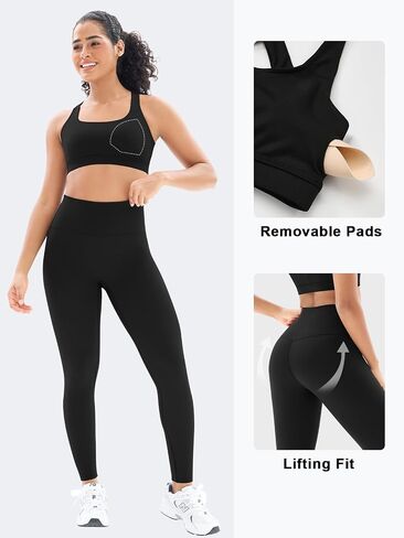 Workout Sets for Women High Waisted Leggings with Cross Back Sports Bra 2 Piece Gym Outfits Yoga Gym Clothes in Kuwait