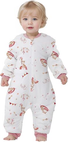 Baby Sleep Sack with Legs Cotton Wearable Blanket with Feet Detachable Sleeves Baby Sleeping Sack for Autumn Winter in Saudi Arabia