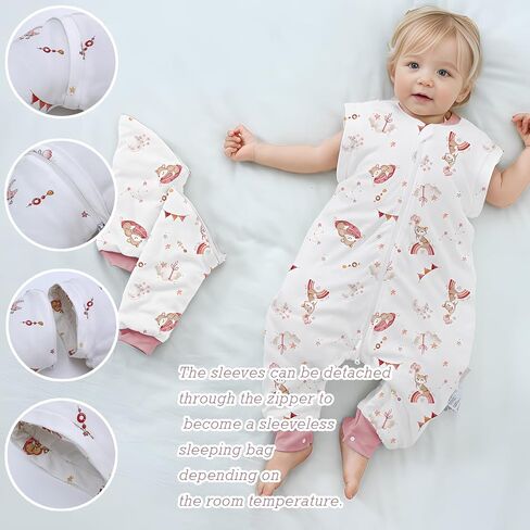 Baby Sleep Sack with Legs Cotton Wearable Blanket with Feet Detachable Sleeves Baby Sleeping Sack for Autumn Winter in Saudi Arabia