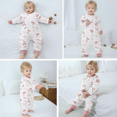 Baby Sleep Sack with Legs Cotton Wearable Blanket with Feet Detachable Sleeves Baby Sleeping Sack for Autumn Winter in Saudi Arabia