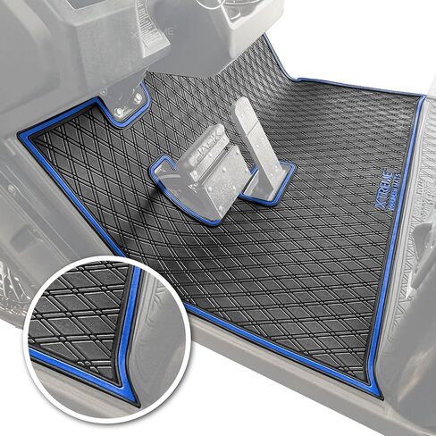Xtreme Mats EZGO S2/S4 Golf Cart Mat, Full Coverage Golf Cart Floor Liner Mat- Fits EZGO S2 or S4 2022 (Hexagon Flooring) with New Cushman Hauler Style Dash - Blue Trim in Saudi Arabia