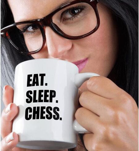 3dRose Eat Sleep Chess Player-Game Playing Passion Black Text Two Tone Mug, 11 oz in Saudi Arabia