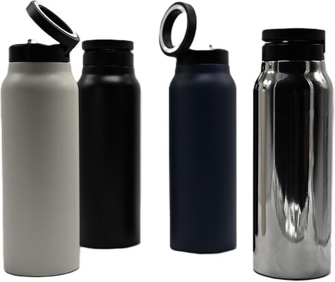 زجاجة مياه من الفولاذ المقاوم للصدأ معزولة بحلقة مغناطيسية مع حامل هاتف، دوران 360 درجة، أوضاع عمودية/أفقية، (ستانلس ستيل)، TC0023 in Kuwait