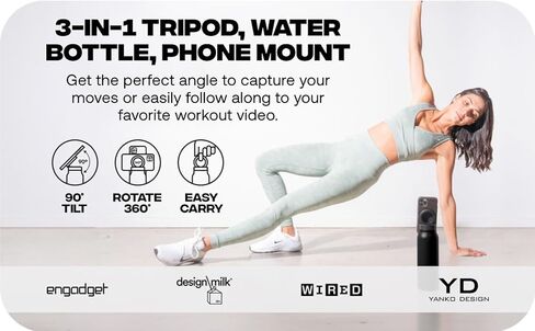 زجاجة مياه من الفولاذ المقاوم للصدأ معزولة بحلقة مغناطيسية مع حامل هاتف، دوران 360 درجة، أوضاع عمودية/أفقية، (ستانلس ستيل)، TC0023 in Kuwait