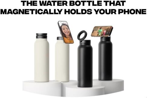 زجاجة مياه من الفولاذ المقاوم للصدأ معزولة بحلقة مغناطيسية مع حامل هاتف، دوران 360 درجة، أوضاع عمودية/أفقية، (ستانلس ستيل)، TC0023 in Kuwait