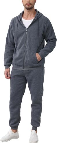 JIHUILAI Men's Tracksuits 2 Piece Sweat Suits Full Zip Up Hoodies Sweatpants Sets for Men Jogging Running Sports S-3XL in Saudi Arabia