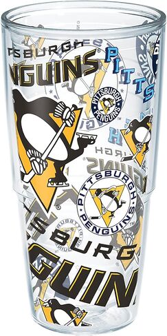 كوب Tervis مصنوع في الولايات المتحدة الأمريكية بجدار مزدوج NHL Pittsburgh Penguins معزول يحافظ على المشروبات باردة وساخنة، كوب 16oz، الشعار الأساسي in Saudi Arabia