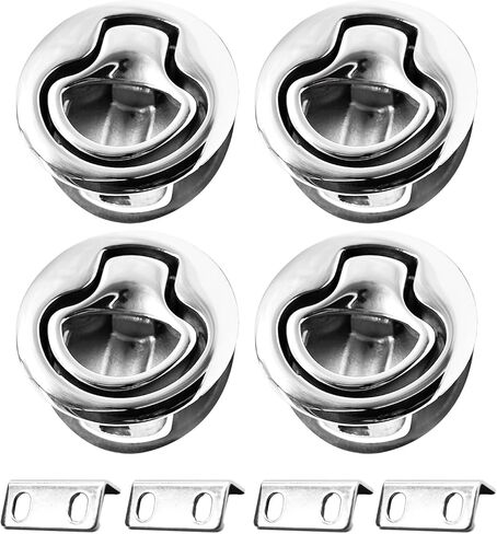 MARINE CITY 316 Stainless Steel Round Flush Pull Slam Latch - 2 Inches - Ideal for Doors, Hatches, Boats, Marines - 2 Pcs in Saudi Arabia