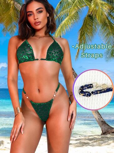 بيكيني الفهد المخملي، بدلة استحمام رفيعة بسلسلة من اللؤلؤ للنساء، مجموعة بيكيني برازيلي مثير لحفلات حمام السباحة in Kuwait