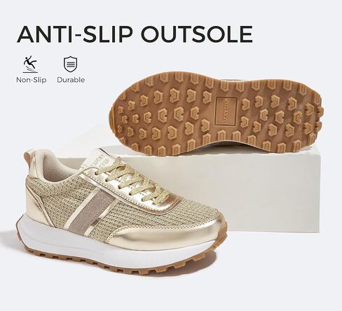 LUCKY STEP Women Platform Walking Shoe Fashion Retro Classic Casual Trainers Braided Rhinestone Sneakers Tennis Running Walking Shoes in Saudi Arabia