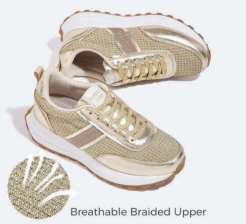 LUCKY STEP Women Platform Walking Shoe Fashion Retro Classic Casual Trainers Braided Rhinestone Sneakers Tennis Running Walking Shoes in Saudi Arabia