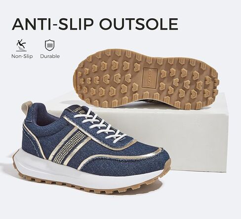 LUCKY STEP Women Platform Walking Shoe Fashion Retro Classic Casual Trainers Braided Rhinestone Sneakers Tennis Running Walking Shoes in Saudi Arabia