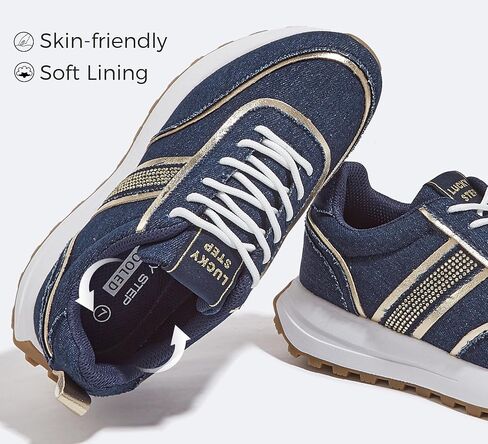 LUCKY STEP Women Platform Walking Shoe Fashion Retro Classic Casual Trainers Braided Rhinestone Sneakers Tennis Running Walking Shoes in Saudi Arabia