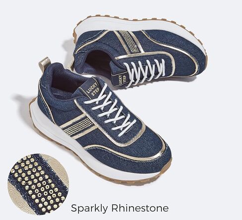 LUCKY STEP Women Platform Walking Shoe Fashion Retro Classic Casual Trainers Braided Rhinestone Sneakers Tennis Running Walking Shoes in Saudi Arabia