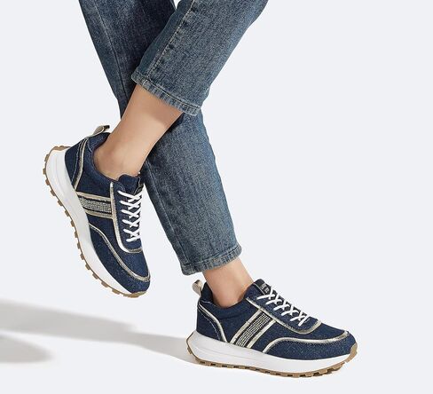 LUCKY STEP Women Platform Walking Shoe Fashion Retro Classic Casual Trainers Braided Rhinestone Sneakers Tennis Running Walking Shoes in Saudi Arabia