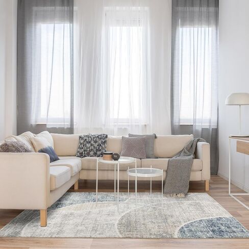 Gertmenian Indoor Machine Woven High Traffic Area Rugs | 2x8 Runner, Tondo, Blue, 27509 in Saudi Arabia