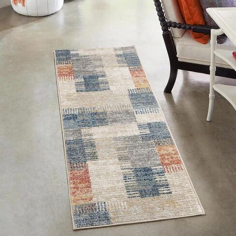 Gertmenian Indoor Machine Woven High Traffic Area Rugs | 2x8 Runner, Tondo, Blue, 27509 in Saudi Arabia
