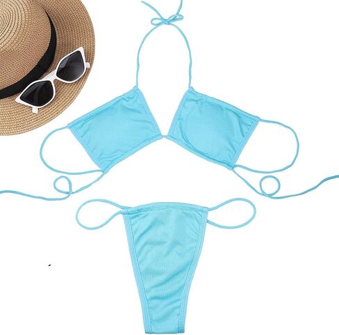 Women's String Triangle Swimwear Bathing Suit Sexy Swimsut Two Piece Padded Beach Bikini Set (XL, Green) in Saudi Arabia