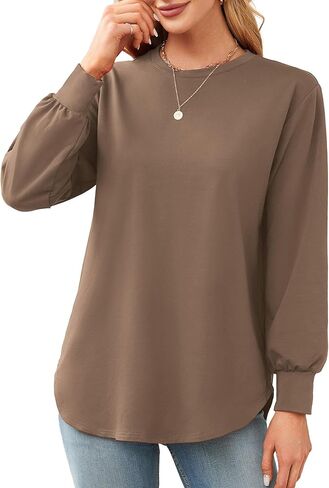Amoretu Women's Casual Crew Neck Sweatshirt Loose Soft Long Sleeve Pullover Tops in Kuwait