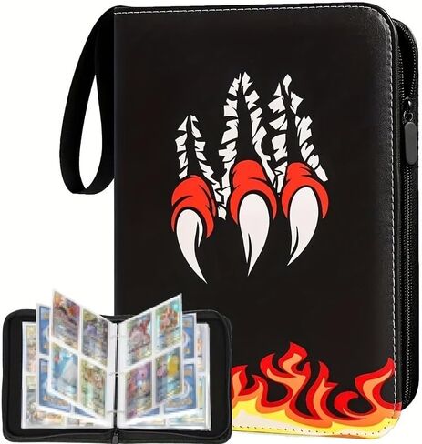 Card Binder 4 Pocket with 50 Removable Sleeves, Card Collection Binder Holds up to 400 Cards, Trading Card Binder Fit for Most Standard Size Game Cards Trading Sports Cards (yellow 4 pocket) in Saudi Arabia