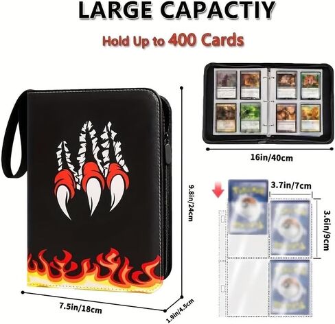 Card Binder 4 Pocket with 50 Removable Sleeves, Card Collection Binder Holds up to 400 Cards, Trading Card Binder Fit for Most Standard Size Game Cards Trading Sports Cards (yellow 4 pocket) in Saudi Arabia
