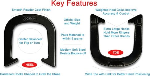 حدوات Gordon Professional Pitching Horseshoes - معتمدة من NHPA للعب في البطولات - هيكل مزخرف بالسقوط - زوج واحد (حذاءان) - وزن متوسط in Saudi Arabia