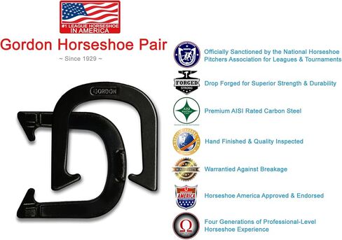 حدوات Gordon Professional Pitching Horseshoes - معتمدة من NHPA للعب في البطولات - هيكل مزخرف بالسقوط - زوج واحد (حذاءان) - وزن متوسط in Saudi Arabia