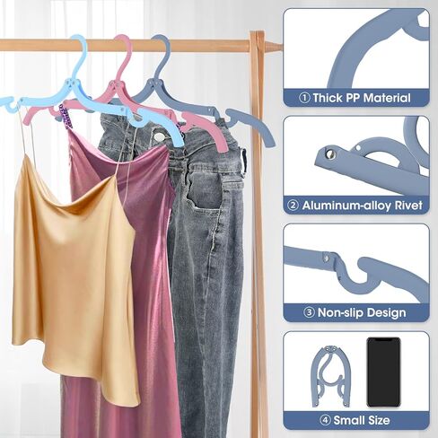 30 Pcs Travel Hangers Portable Foldable Travel Hanger Organizer, Plastic Travel Accessories Essentials Clothes Drying Rack Folding Hangers for Traveling Camping Flying RV Cruises Suitcase, Black in Kuwait