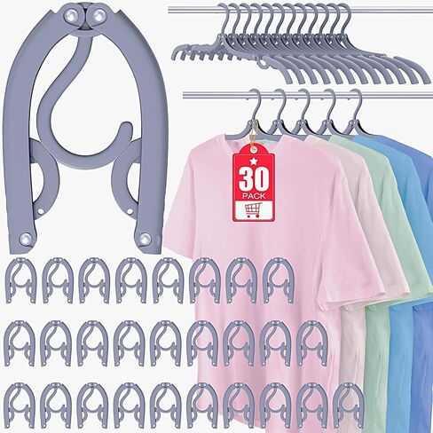 30 Pcs Travel Hangers Portable Foldable Travel Hanger Organizer, Plastic Travel Accessories Essentials Clothes Drying Rack Folding Hangers for Traveling Camping Flying RV Cruises Suitcase, Black in Kuwait