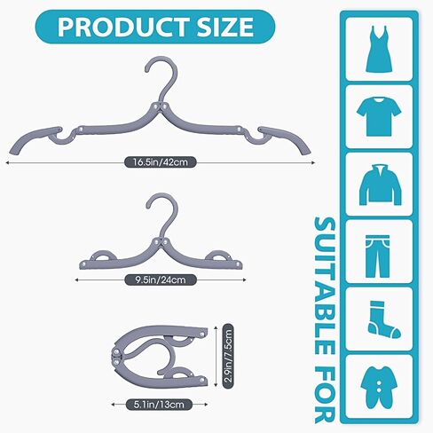 30 Pcs Travel Hangers Portable Foldable Travel Hanger Organizer, Plastic Travel Accessories Essentials Clothes Drying Rack Folding Hangers for Traveling Camping Flying RV Cruises Suitcase, Black in Kuwait