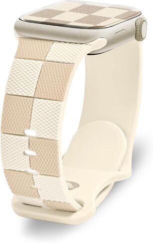 Checkered Silicone Strap for Apple Watch Band 40mm 41mm 38mm, Cute Soft Bracelet Compatible with iWatch Band Series 10 9 8 7 6 5 4 3 2 1, Special Wristband for Apple Watch Bands SE Women Sude in Saudi Arabia