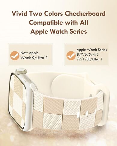 Checkered Silicone Strap for Apple Watch Band 40mm 41mm 38mm, Cute Soft Bracelet Compatible with iWatch Band Series 10 9 8 7 6 5 4 3 2 1, Special Wristband for Apple Watch Bands SE Women Sude in Saudi Arabia