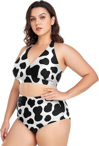 Aflyko Women Plus Size Bikini 2-Piece Swimsuit Ruched Swimwear Large Beachwear in Kuwait