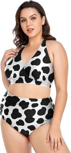 Aflyko Women Plus Size Bikini 2-Piece Swimsuit Ruched Swimwear Large Beachwear in Kuwait