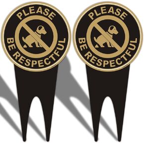 No Poop and Pee Dog Yard Signs 12" x 6"No Dog Poop Yard Signs Double Sided, Rust-Free Aluminum Please Be Respectful Signs, Weatherproof, Easy to Install, 2 Pack
