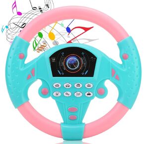 VINGVO Toy Steering Wheel, Simulated Driving Controller Electric Early Learning Educational Sounding Toy Pretend Driving Seat Toys for Children Boys and Girls, Kids Interactive Toys,