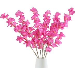 6PCS White Gladiolus Artificial Flowers 36.2in Long Stem Fake Gladiolus Silk Flowers Faux Gladiolus Flowers for Wedding Home Party Centerpieces Table Decorations Floral Arrangements (White)