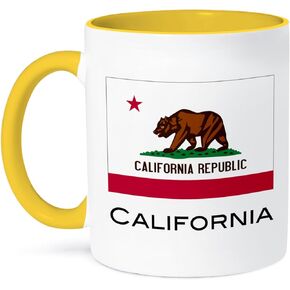 3dRose California State Flag Ceramic Mug, 11 oz, White