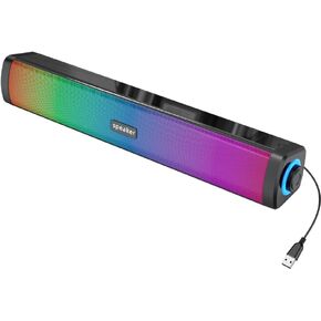 Touch Control Computer Speakers, Bluetooth Speakers for Computer Desktop PC with Colorful RGB Lighting, USB Powered Gaming Speakers with 3.5mm Aux Cable for Monitor Laptop Tablet